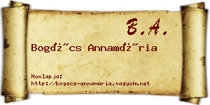Bogács Annamária névjegykártya